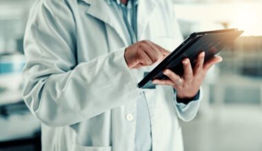 Man checking health data