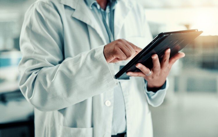 Man checking health data