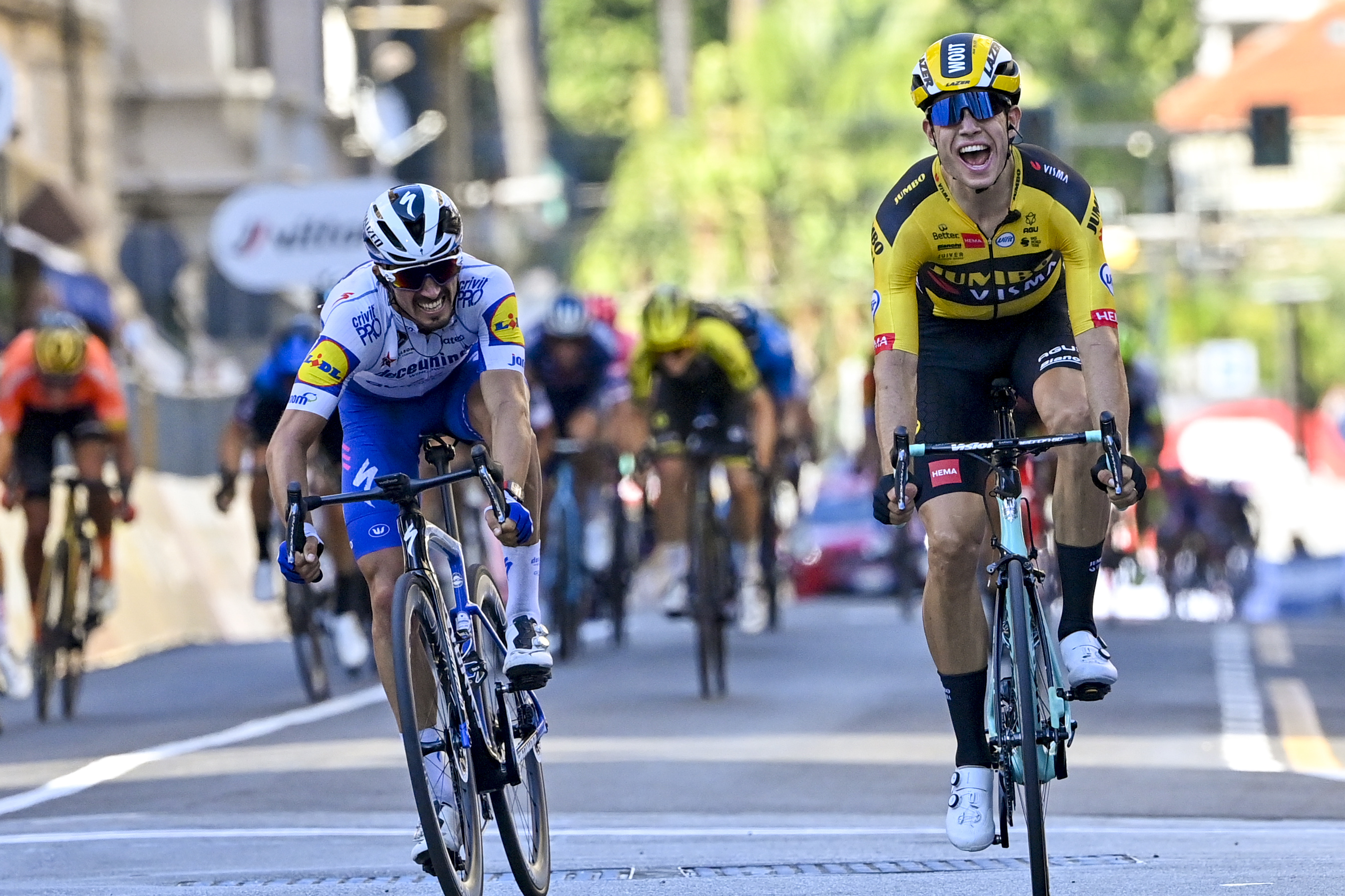 Wout van Aert beat Julian Alaphilippe in a vintage edition of Milan-San Remo in 2020