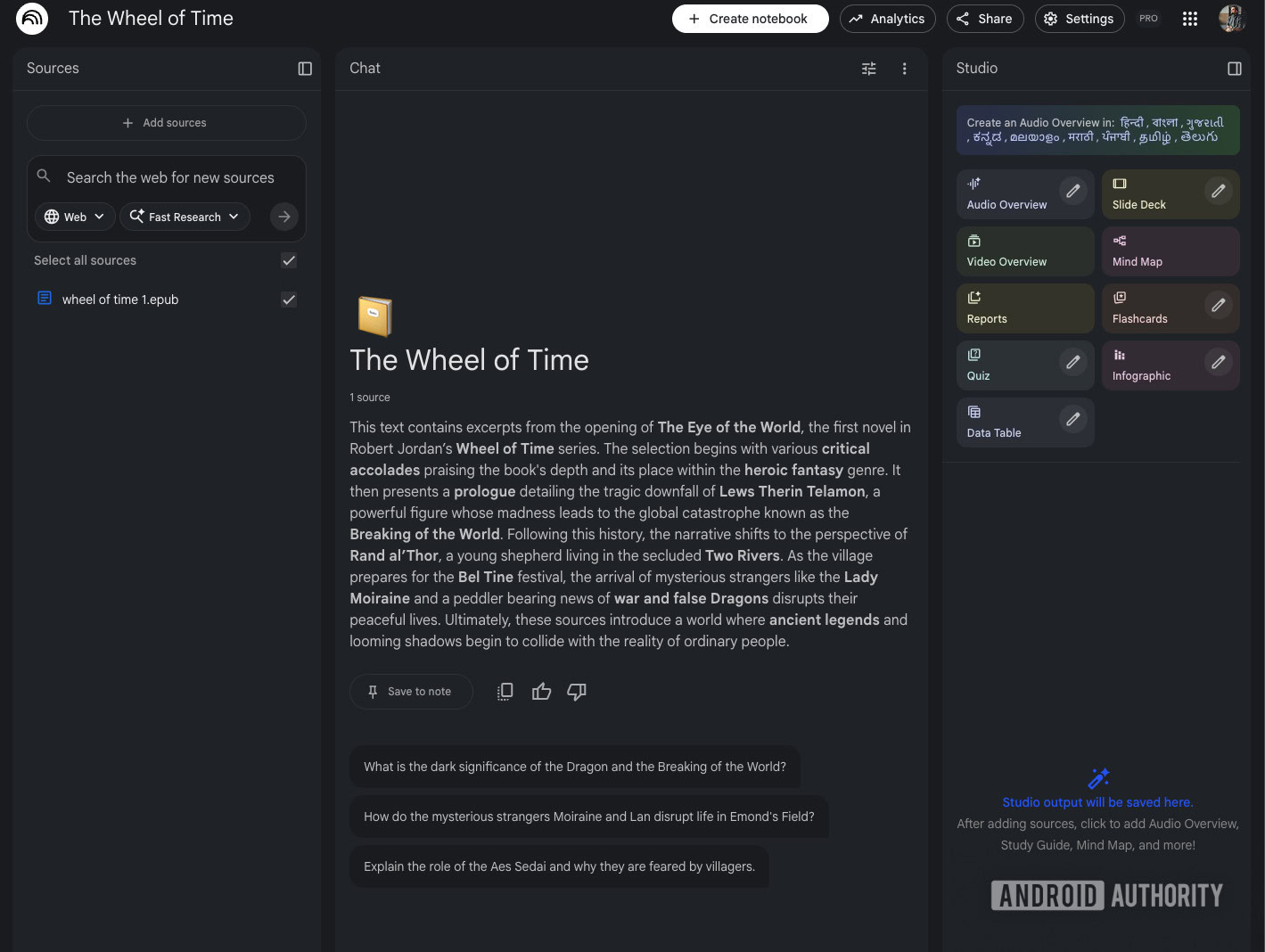 NotebookLM adding ePub as a source