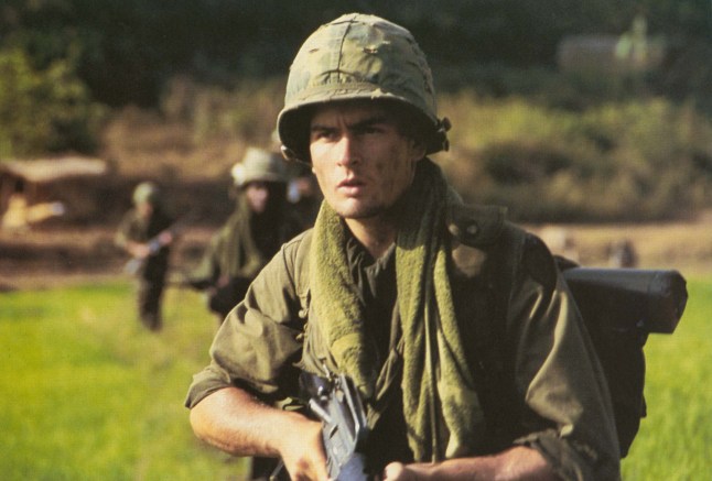 Film: Platoon (1986) starring Charlie Sheen as Chris. No Merchandising. Editorial Use Only. No Book Cover Usage. Mandatory Credit: Photo by Moviestore/REX/Shutterstock (1603807a) Film and Television