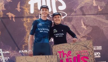 Bradyn Lange and Larissa Hartog, both riding for Canyon x DT Swiss All-Terrain Racing, celebrate victories in elite divisions at 2026 The Hills