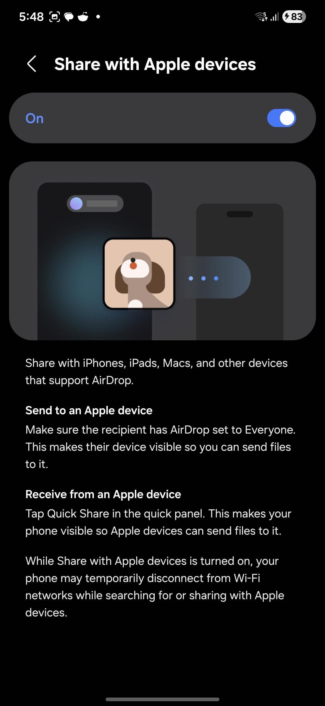 Quick Share AirDrop support on Galaxy S25 muku2121