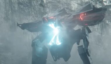The giant robot villain of Netflix's War Machine charging up an energy blast