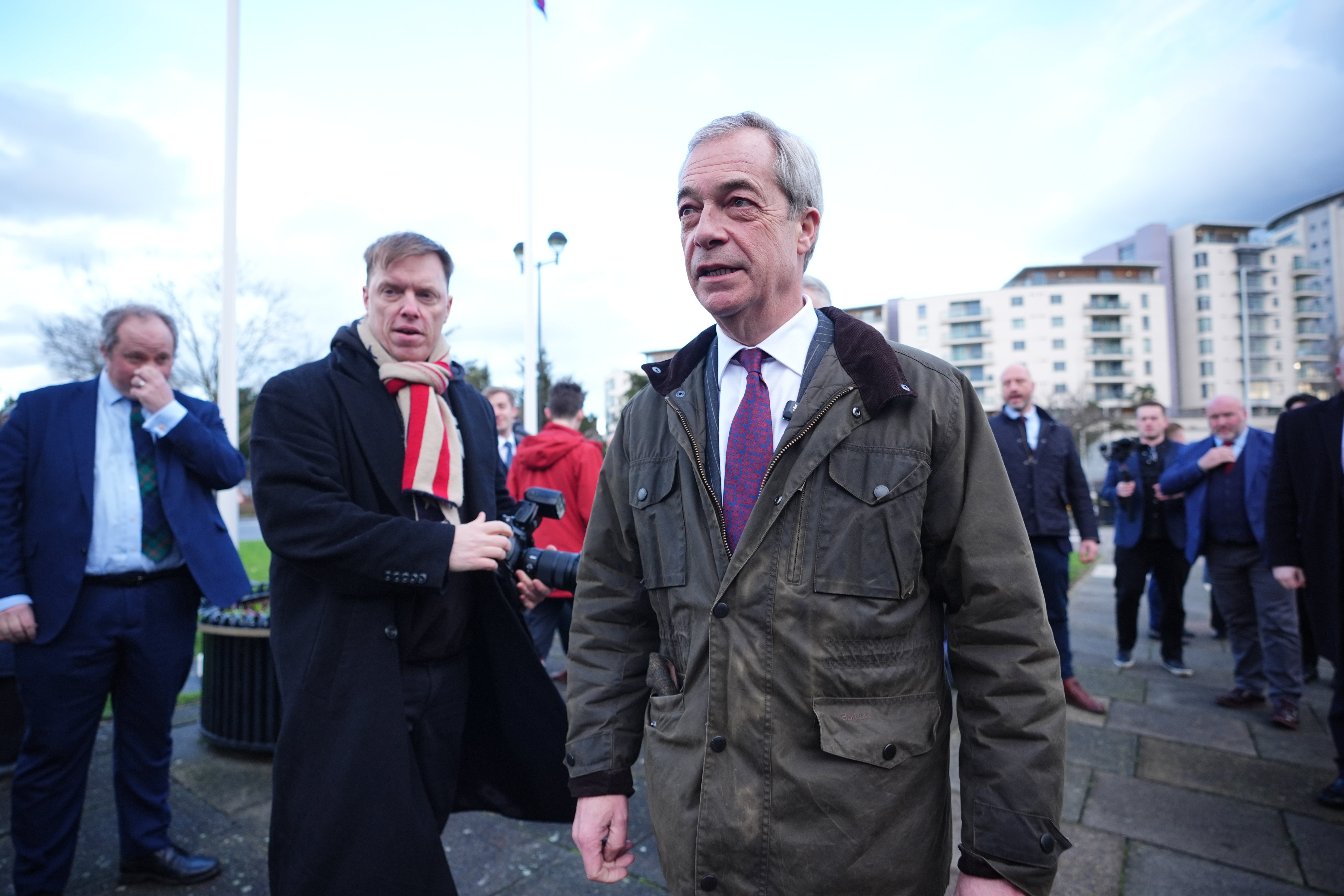 Reform UK leader Nigel Farage at Havering Town Hall last month