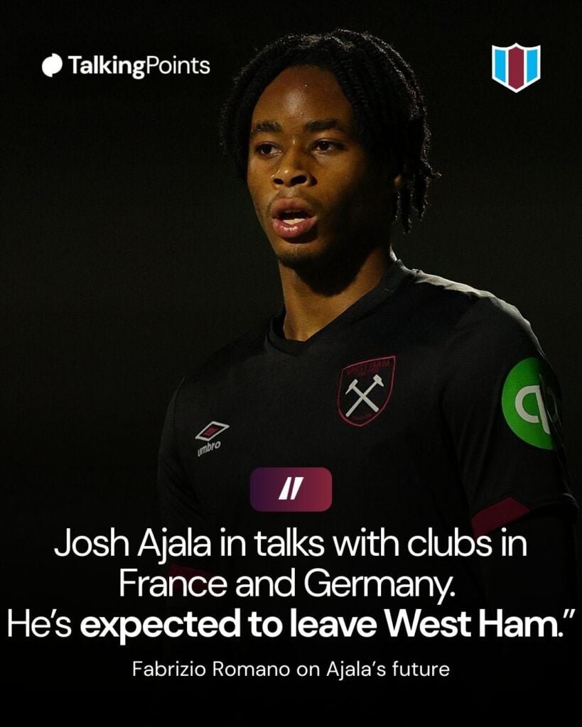 Josh Ajala of West Ham in action during the National League Cup match between Sutton United and West Ham United U21 at VBS Community Stadium on December 17, 2024 in Sutton, England.