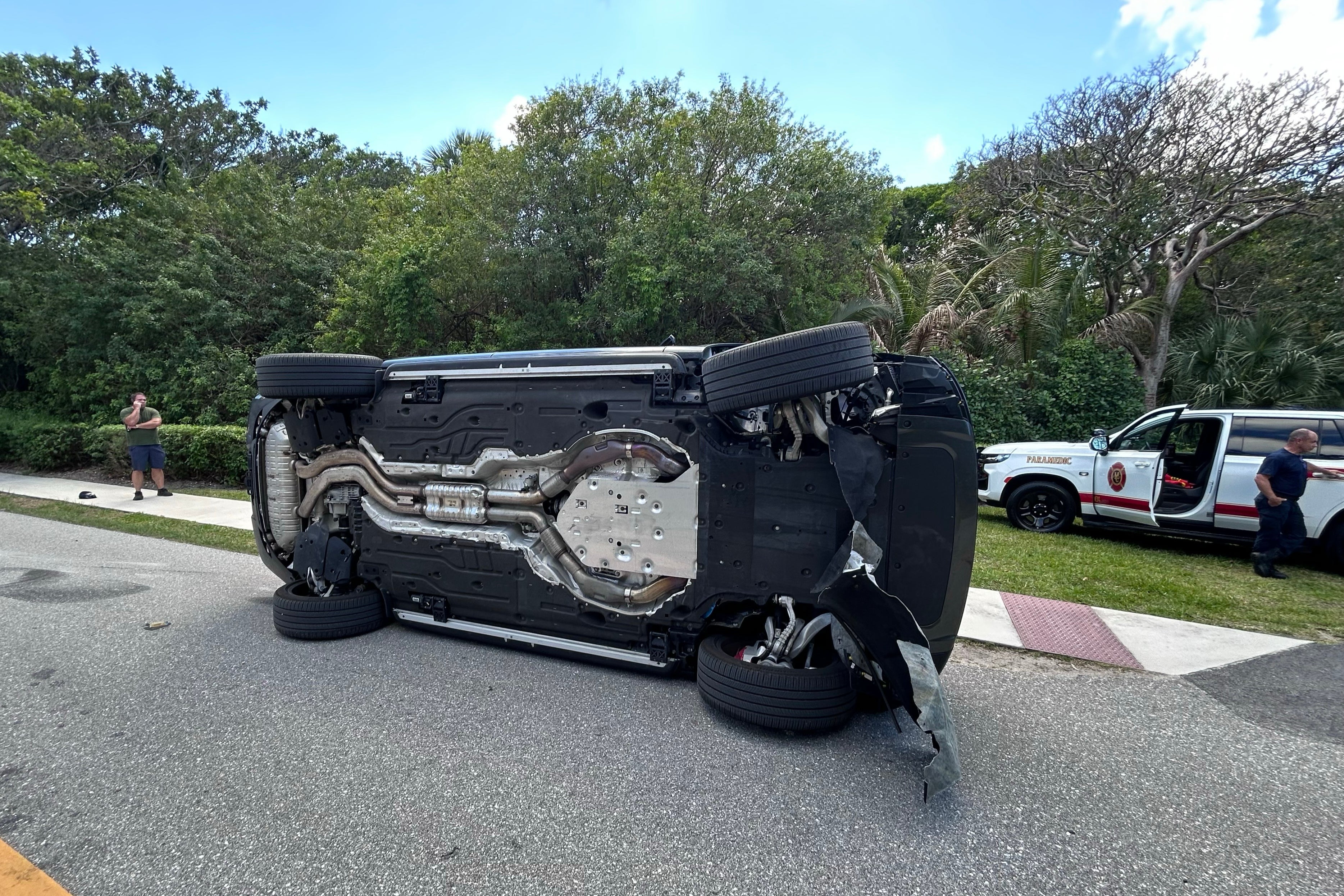 A photograph shared of the scene showed a vehicle lying on its driver’s side