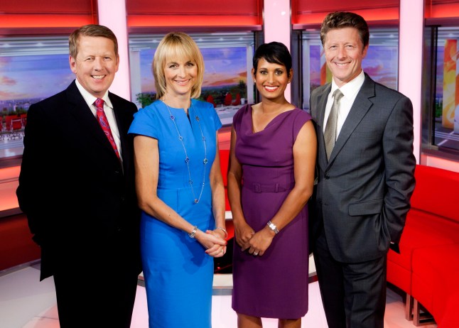 For use in UK, Ireland or Benelux countries only BBC undated file handout photo of BBC Breakfast presenters (left to right) Bill Turnbull, Louise Minchin, Naga Munchetty and Charlie Stayt. Mr Turnbull has died at the age of 66, his family has said. Issue date: Thursday September 1, 2022. PA Photo. See PA story DEATH Turnbull. Photo credit should read: BBC/PA Wire NOTE TO EDITORS: Not for use more than 21 days after issue. You may use this picture without charge only for the purpose of publicising or reporting on current BBC programming, personnel or other BBC output or activity within 21 days of issue. Any use after that time MUST be cleared through BBC Picture Publicity. Please credit the image to the BBC and any named photographer or independent programme maker, as described in the caption. FEATURE: BBC Breakfast turns 40