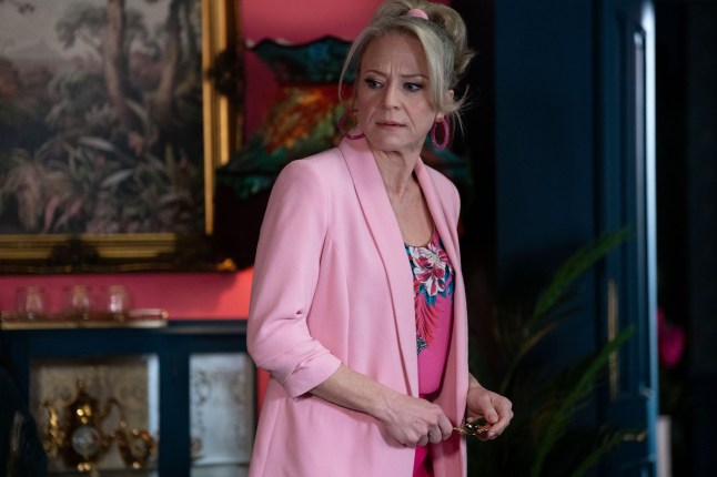 Linda Carter looking worried in EastEnders.