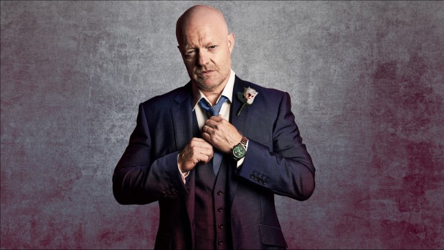 Max Branning in a wedding suit adjusting his tie in EastEnders promo image