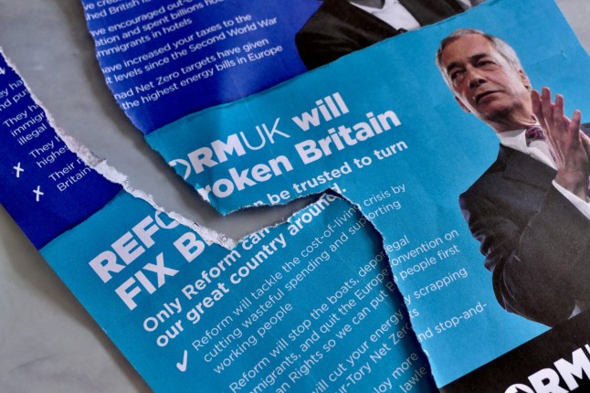 Mandatory Credit: Photo by Geoffrey Swaine/Shutterstock (16717062a) A ripped up Reform UK leaflet that was delivered to an Oxfordshire household canvassing for the local May elections. Daily life, local elections, Reform Party, Dunsden, Oxfordshire, UK - 28 Feb 2026