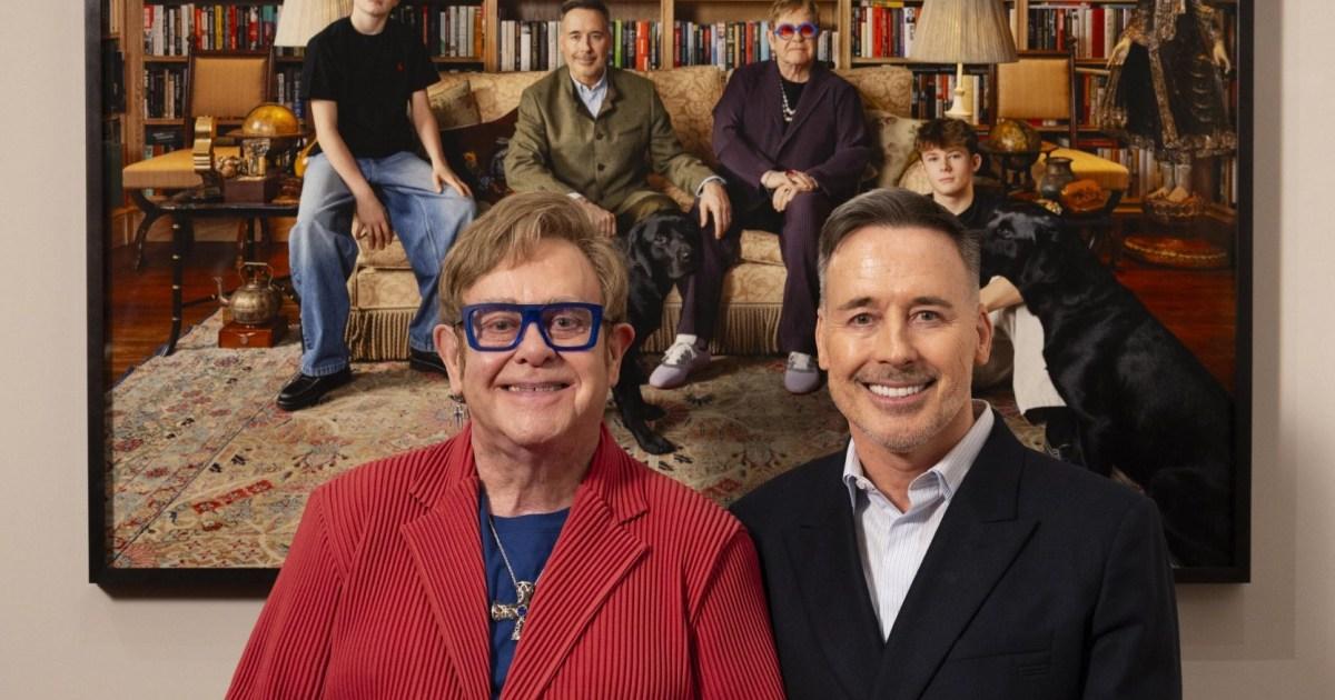 Sir Elton John ‘hugely honoured’ as family portrait with teenage sons is unveiled