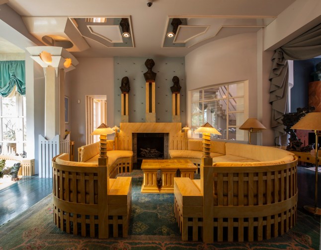 The Spring Room with fireplace designed by Michael Graves, crowned with female representations of the 3 months of spring by Penelope Jencks, note the spring-ing light detail. Picture: Sue Barr