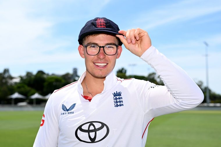BRISBANE, AUSTRALIA - DECEMBER 07: Asa Tribe of the England Lions poses for a photo during day three of the tour match between Australia A and England Lions at Allan Border Field on December 07, 2025 in Brisbane, Australia. (Photo by Albert Perez/Getty Images)
