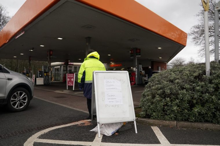 A sign displaying they have no diesel at Sainsburys petrol garage in Monkseaton, North Tyneside. Disruption to petrol supplies has been caused by Iran's stranglehold on oil tankers passing through the key international shipping route in the Straight of Hormuz, sending prices at the pumps soaring. There are growing calls for the Government to postpone the increase in fuel duty planned for September as petrol prices are now 10p higher than before the Iran war escalated, and diesel costs have shot up by 20p a litre. Picture date: Sunday March 29, 2026. PA Photo. Photo credit should read: Owen Humphreys/PA Wire