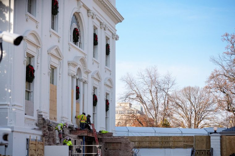When Trump first announced plans for the ballroom, he promised it wouldn't "interfere with the current building"(Photo: Andrew Harnik/Getty Images)