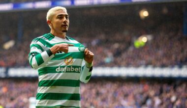 Julian Araujo holds the Celtic badge