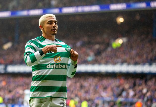 Julian Araujo holds the Celtic badge