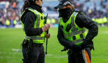 Police officers at Ibrox