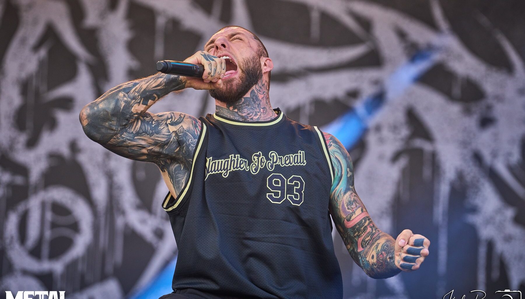 A photo of Alex Terrible playing with Slaughter To Prevail.