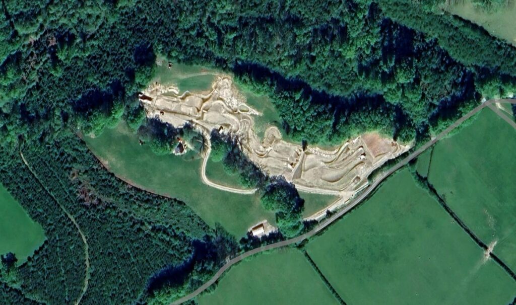 Satellite image of Mae Loonskie mountain bike track, Wales
