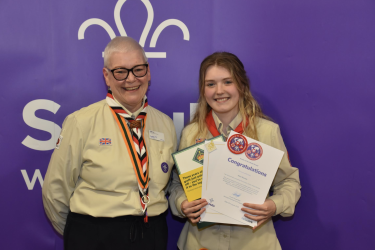 Alice Burnley receiving her awards Pic: West Lancs Scouts