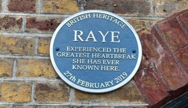 RAYE has been honoured with a blue plaque in London