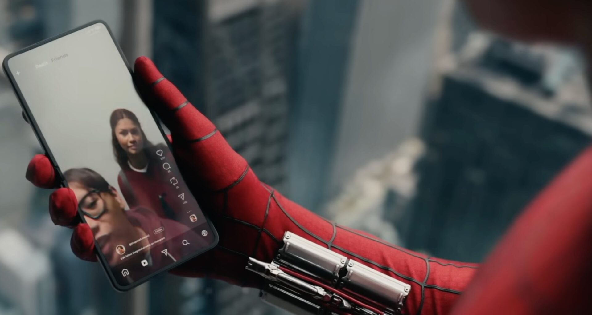 Spider man using samsung galaxy z flip