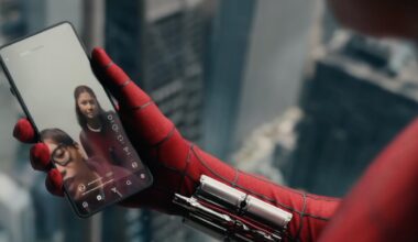 Spider man using samsung galaxy z flip