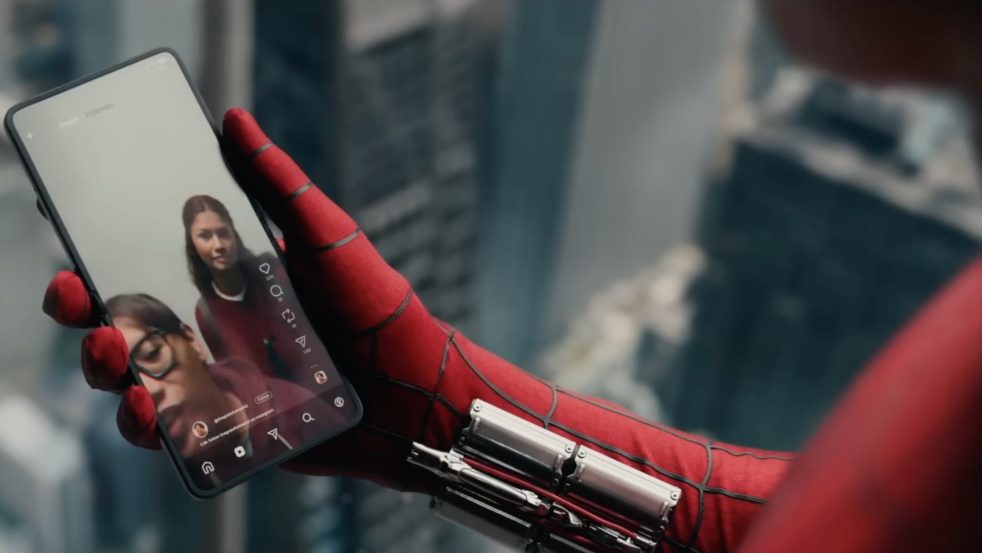 Spider man using samsung galaxy z flip