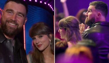 Taylor Swift thanks Travis Kelce on stage as couple make awards show debut - London Evening Standard
