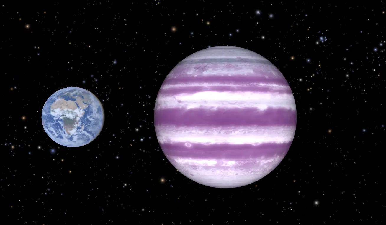 The Image Shows An Artistic Representation Of Gj 887 D Compared To Earth