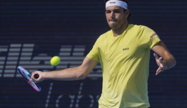 Taylor Fritz in action ahead of ATP Indian Wells.