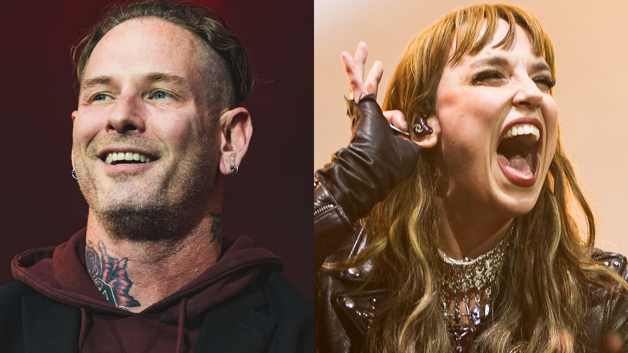 Corey Taylor onstage in 2024 and Lzzy Hale onstage in 2025