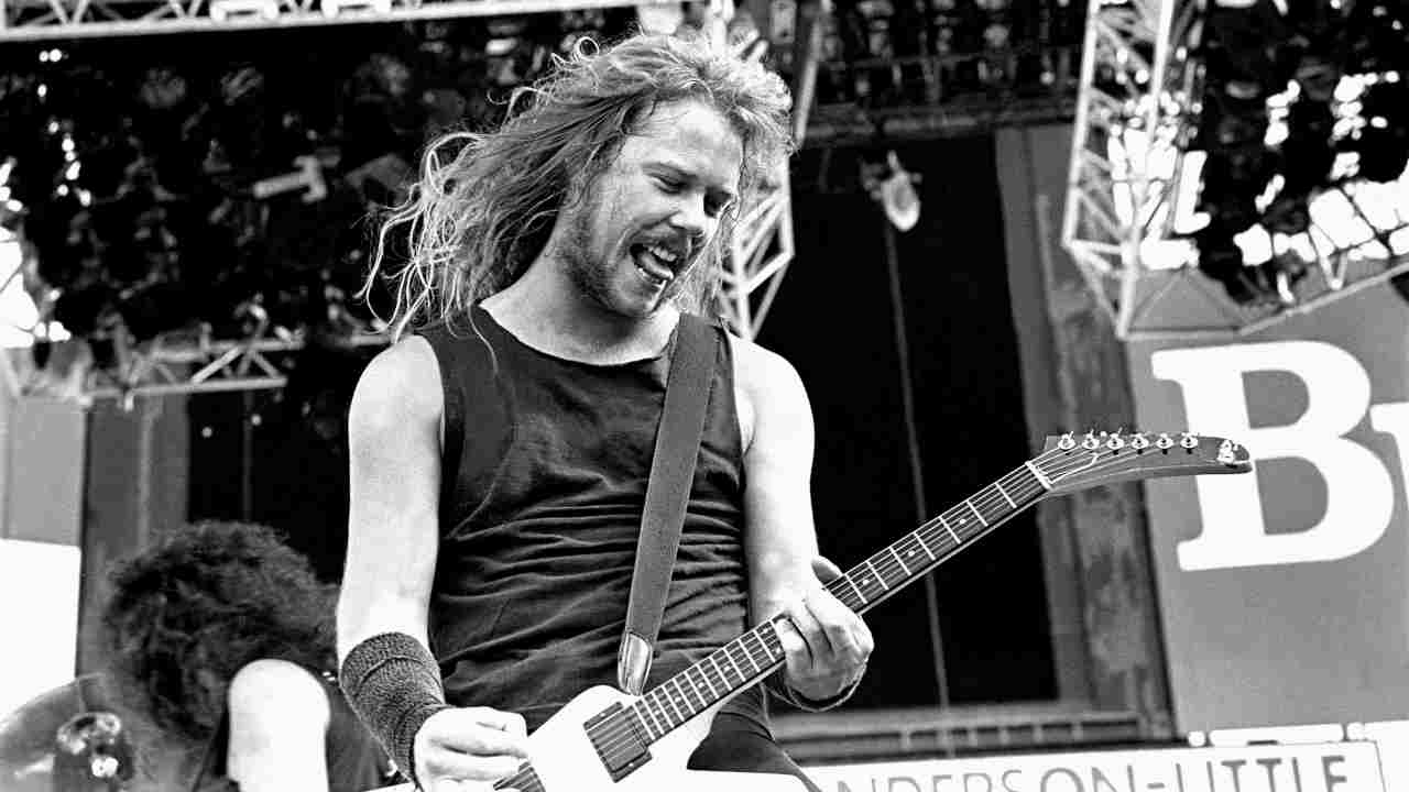 Metallica&rsquo;s James Hetfield performing onstage in 1988