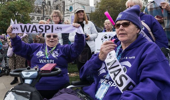 WASPI campaigners at a protest WASPI campaigners at a protest