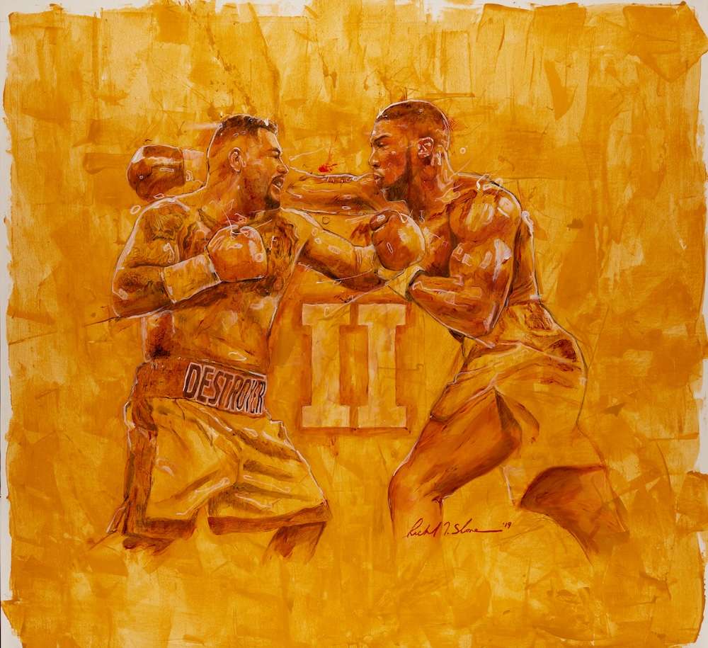 Joshua vs Ruiz painting. Slone
