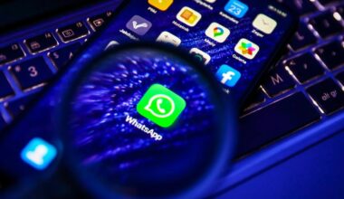 The WhatsApp icon displayed on an iPhone.