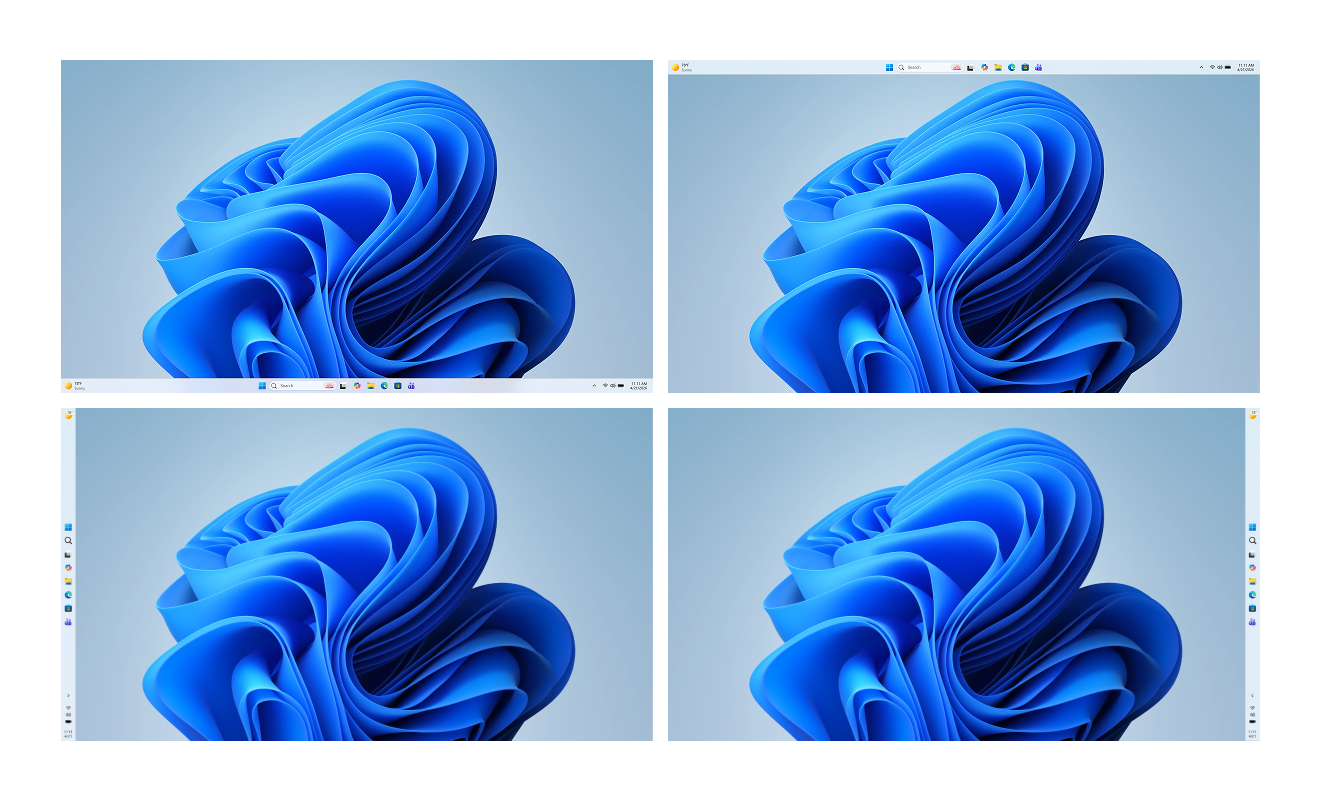 Windows 11 Taskbar in different positions