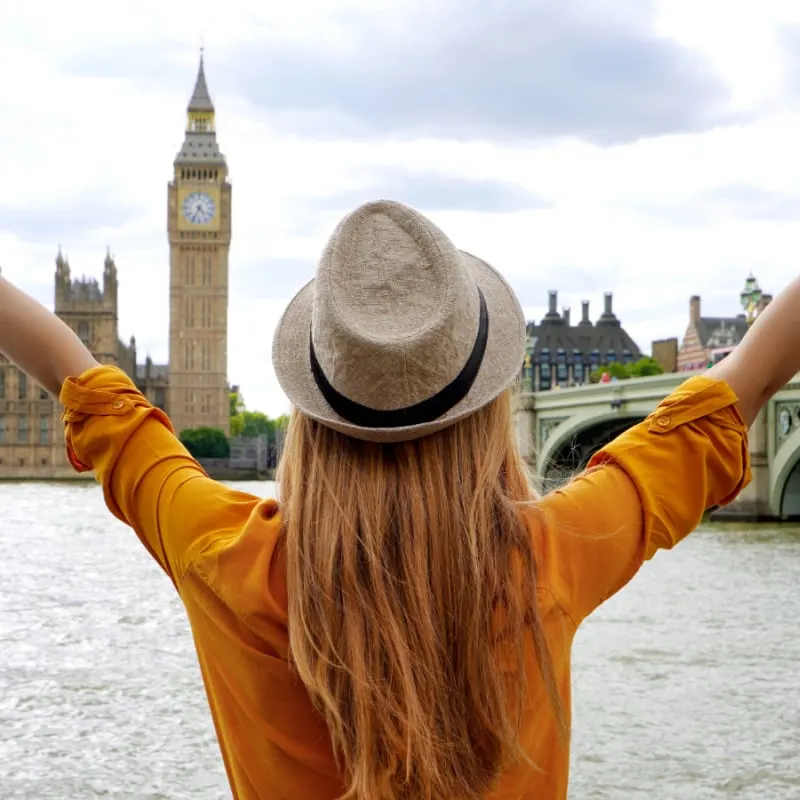 Woman in Front of Big Ben in London