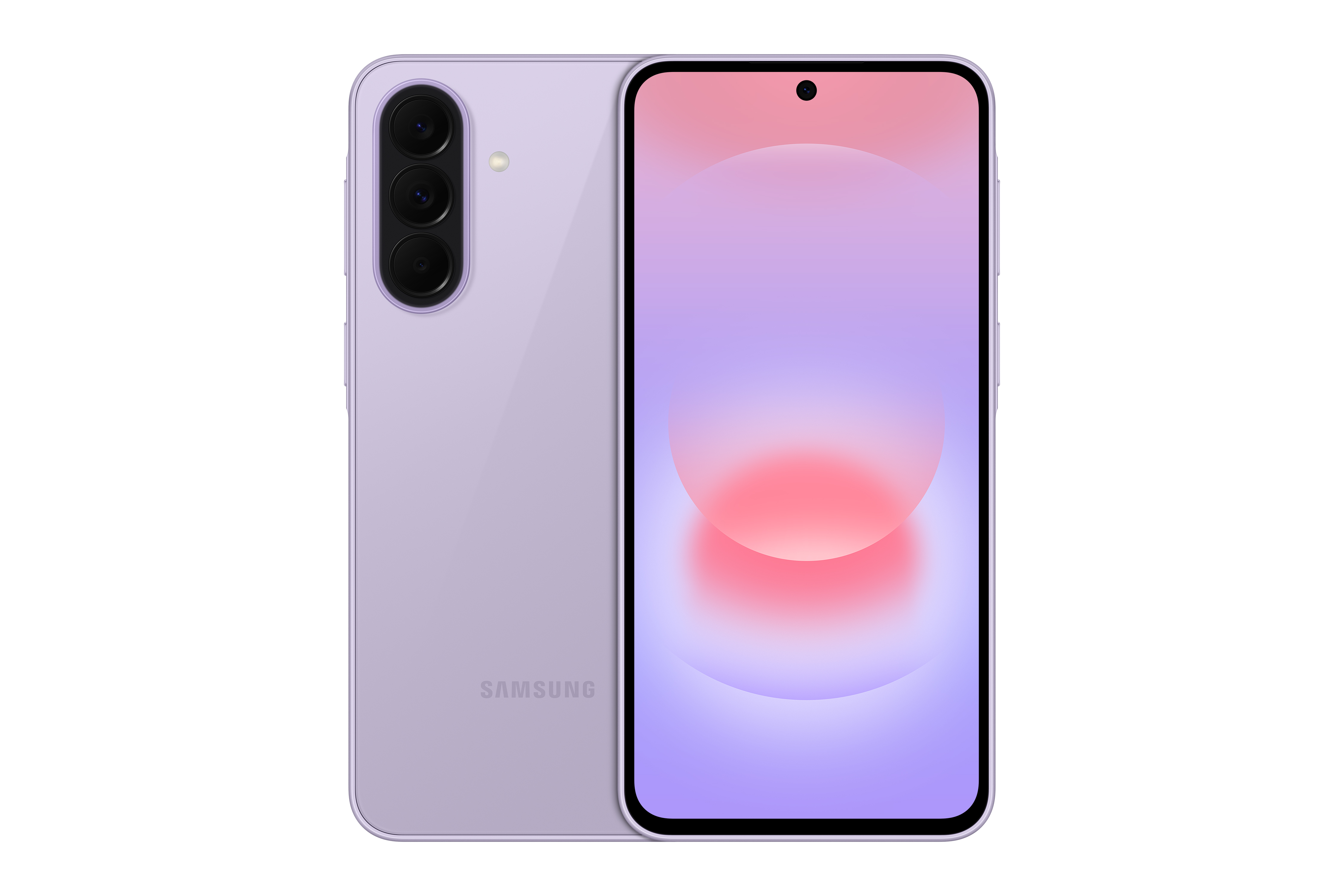 Galaxy A37 in lavender showing the rear and front