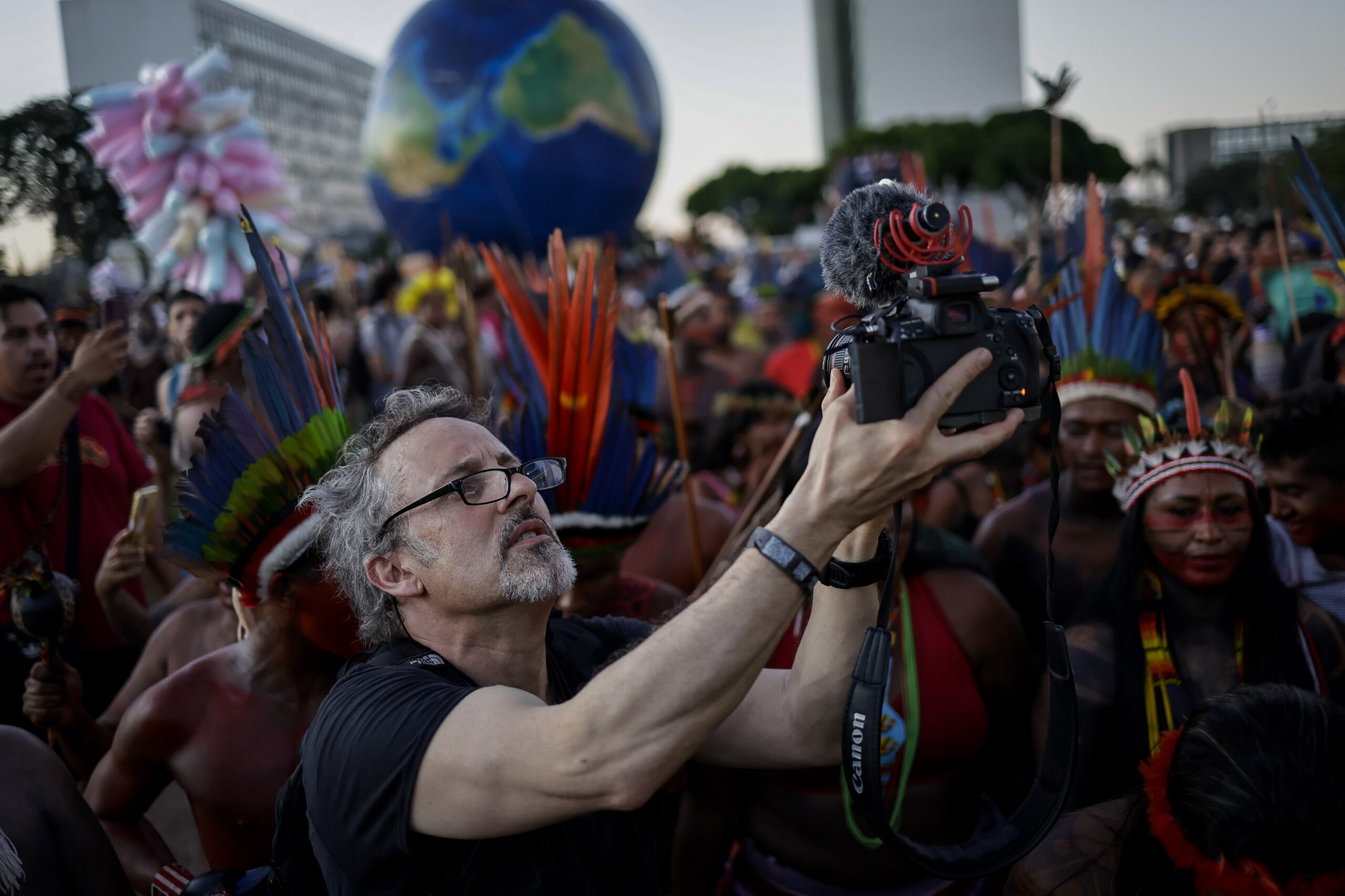 Richard Ladkani during an Indigenous protest. Image © Malaika Pictures.