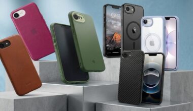 iPhone 17e cases in a product showcase