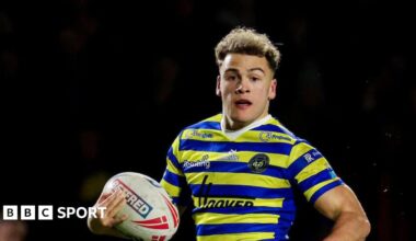 Cai Taylor Wray in action for Warrington Wolves against St Helens this season
