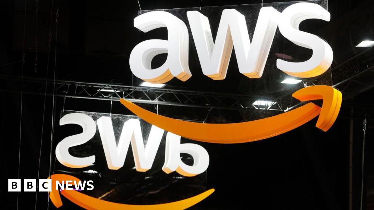 AWS logo displayed during the Viva Technology show at Parc des Expositions Porte de Versailles on May 22, 2024 in Paris, France.