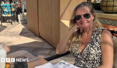 A satellite image of Jebel Ali Port, after one of the berths caught fire because of debris from an intercepted missile, in Dubai, United Arab Emirates