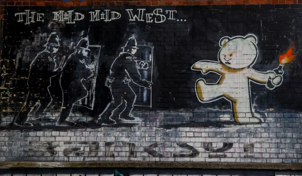 Banksy's 'Mild Mild West' mural in Bristol (GEOFF CADDICK/AFP via Getty Images)