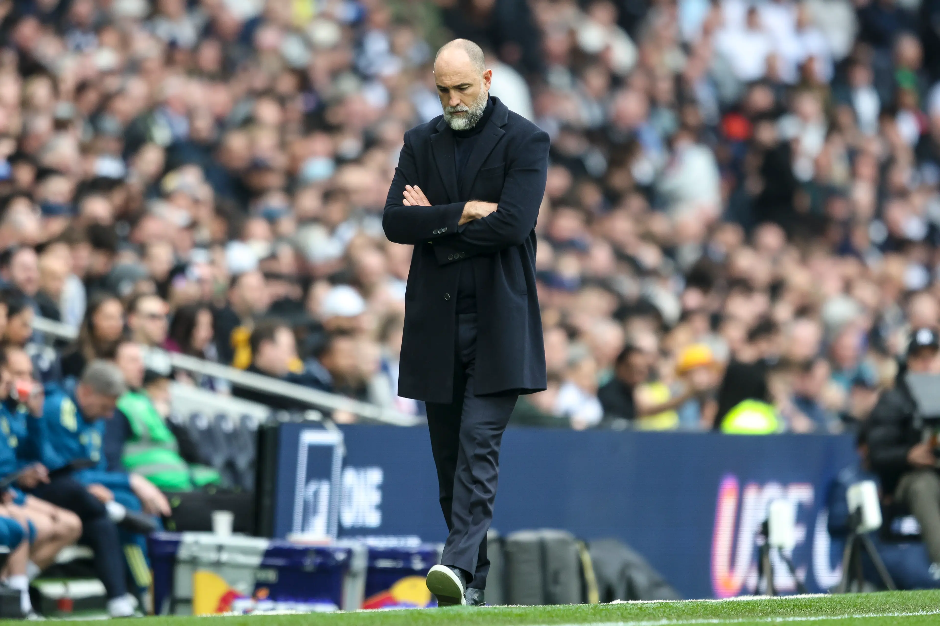 Igor Tudor on the touchline during Tottenham vs. Nottingham Forest. Image: Getty 