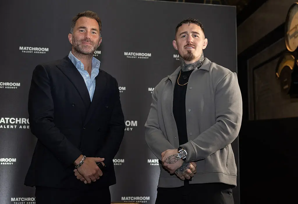 Eddie Hearn and Tom Aspinall confirmed their partnership at the start of March. (Image: Richard Pelham/Getty Images)