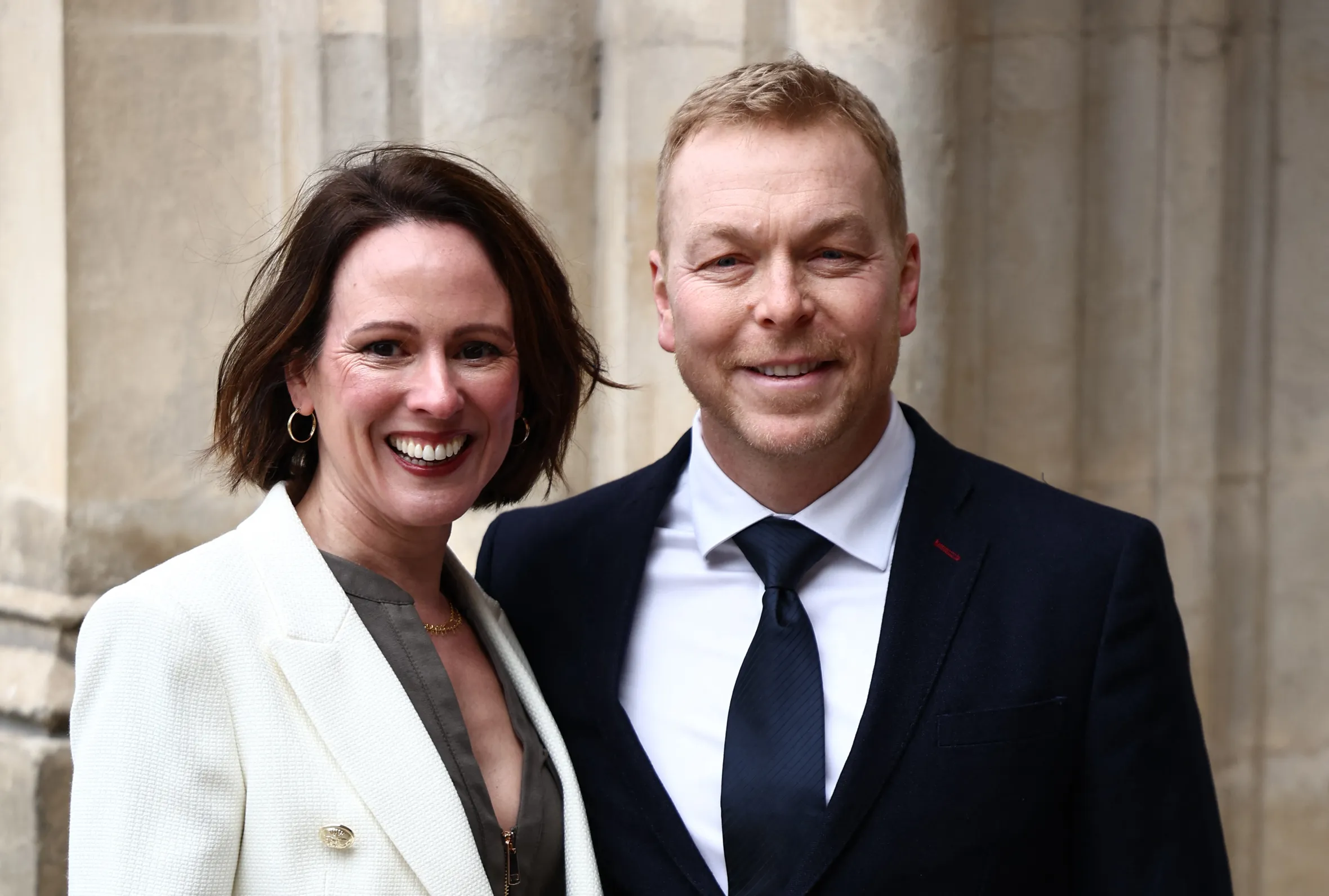 Former Olympic cyclist Chris Hoy and his wife Sarra Kemp attend the annual Commonwealth Day service ceremony.